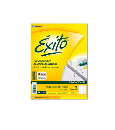 Repuesto de Hojas Éxito N°3 Cuadriculadas 48 hs