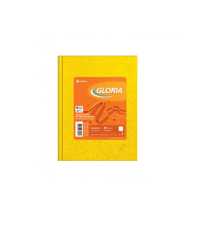 Cuaderno Gloria Tpa. Dura Rayado Forrado Amarillo 42 hs.