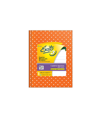 Cuaderno Éxito N°3 Rayado Forrado Naranja C/Lunares 48 hs