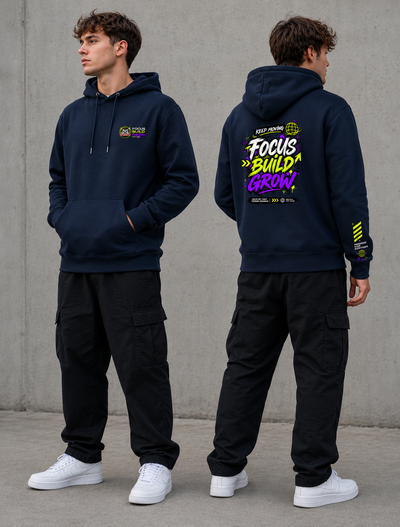Beaver, Hoodie " Focus, build griw " verde seco