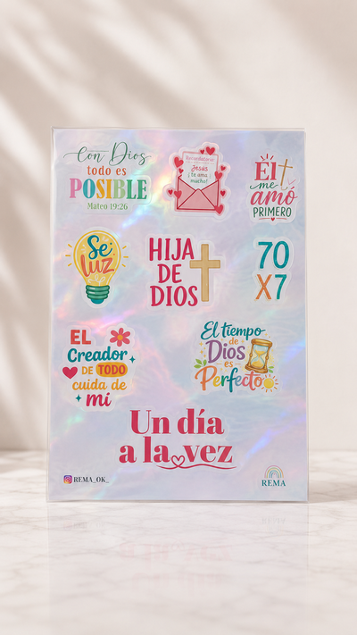 Plancha de stickers a5 holografico