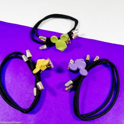 TRIO DE COLITAS NEGRAS MICKEY STRASS X12