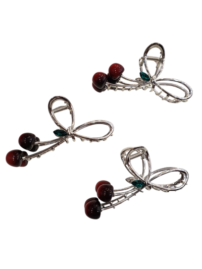 Broches cereza de metal x 12