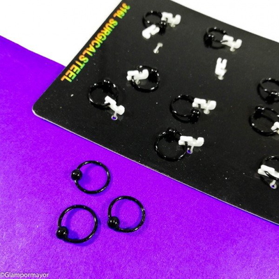 PIERCINGS BULL CERRADO ACERO NEGROS DOCENA