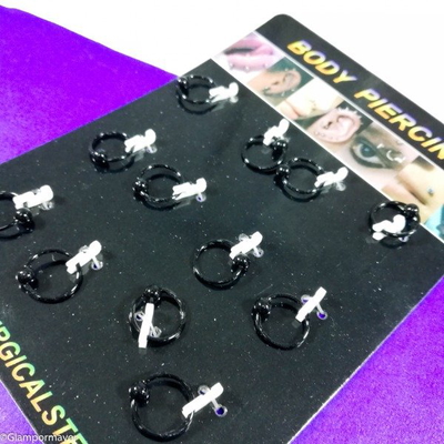 PIERCINGS BULL CERRADO ACERO NEGROS DOCENA