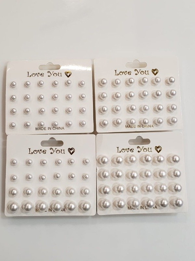 Set de aritos de perla x 12 pares