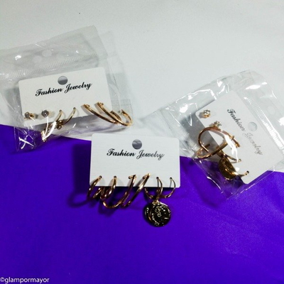 SET DE AROS DORADOS X 3.