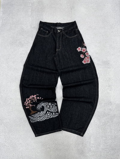 Jean Baggy Hanami Bordado 