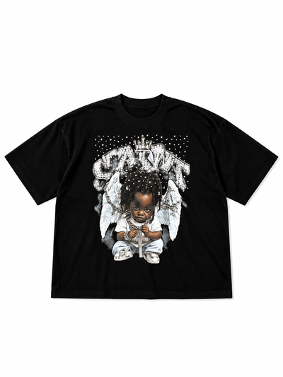 Remera Boxy “Saint” Strass