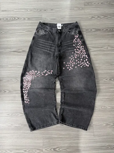 Jean Baggy Sakura Bordado
