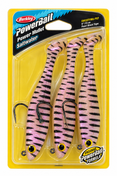 Señuelo Berkley PowerBait Saltwater Power Mullet Pearl Black Tiger