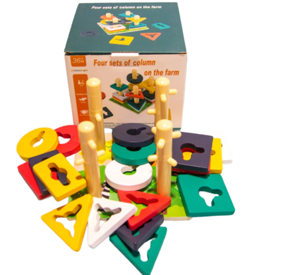 Juego De Encastre Didáctico De Madera Formas Y Colores