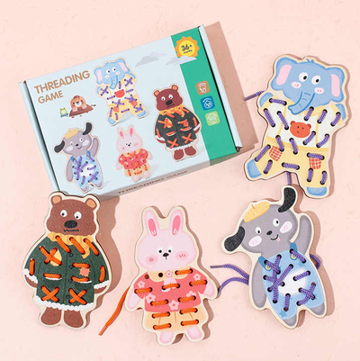 Set 2 Cajas Motricidad Fina Enhebrado Tetris Montessori