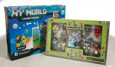 Set Figuras X8 + 32 Bloques Magnéticos MineCraft My World