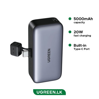 POWER BANK CON CONECTOR USB-C  INTEGRADO 5.000 mAh GRIS