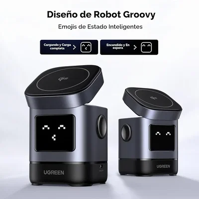 UGREEN Uno Qi2 Soporte de Cargador Inalámbrico de 15W, Estación de Carga Plegable 2 en 1