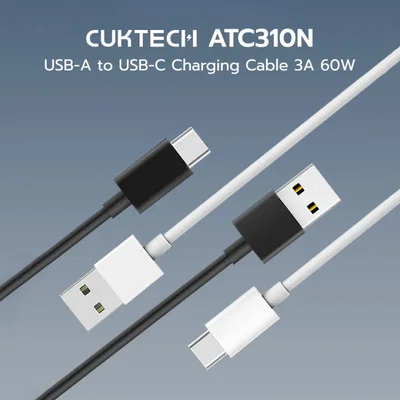 Cable USB-A a USB-C 60W 1M  (PD3.0) Carga rápida,  transmisión de datos 480Mbps Negro