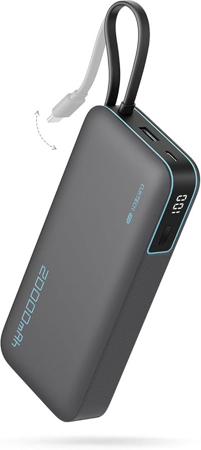 Power Bank Cargar Rapido CP25 20000mAh 55W Cable  Incorporado Gris