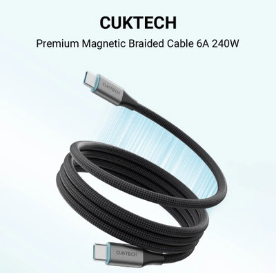 Cable USB-C 1.5M Magnético 240W  (PD3.1) con E-Marker carga ultra rápida datos  