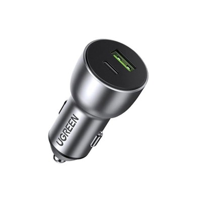 Cargador Ugreen para Auto Carga Rápida 52.5W USB-C + USB-A QC 60980 Negro