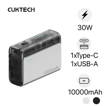 Power Bank Cargar Rapido  CP13 10000mAh 30W Negro Transparente