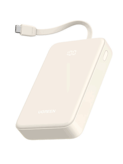 POWER BANK 20000 mAh C/CABLE INCORPORADO 20W BLANCO