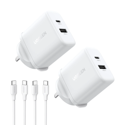 Cargador rápido 20W ugreen 2 cargador 2 cables 