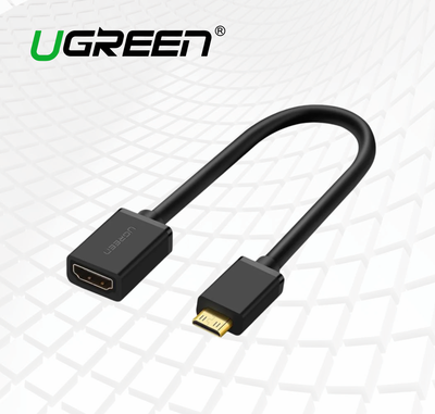 ADAPTADOR MINI HDMI MACHO A HDMI HEMBRA 22CM NEGRO UGREEN 20137