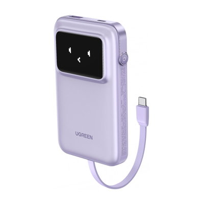 POWER BANK 10000 mAh CON CABLE INCORPORADO PURPLE