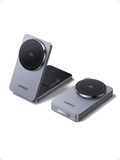 UGREEN MagFlow Qi2 15W 2en1 Soporte cargador inalámbrico plegable 45023