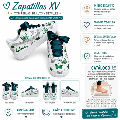Zapatillas Mariposas Esmeralda Glitter