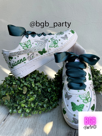 Zapatillas Mariposas Esmeralda Glitter