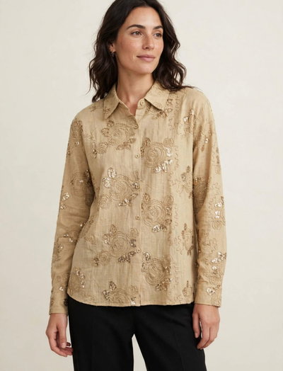 Camisa Bordada Con Lentejuelas