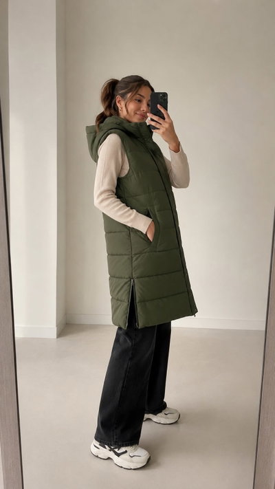 Chaleco Puffer Largo Impermeable