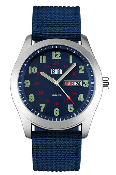 Reloj Estilo Militar con Calendario Azul SKU 7501
