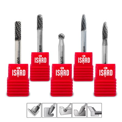 Set 5 Fresa Lima Rotativa Ø6mm Cabo De 6mm Metal Duro Acero