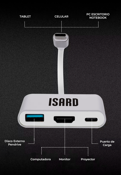 Adaptador Hub Usb C Hdmi Multipuerto Mac Pc Tv Comp 401103 Color Gris