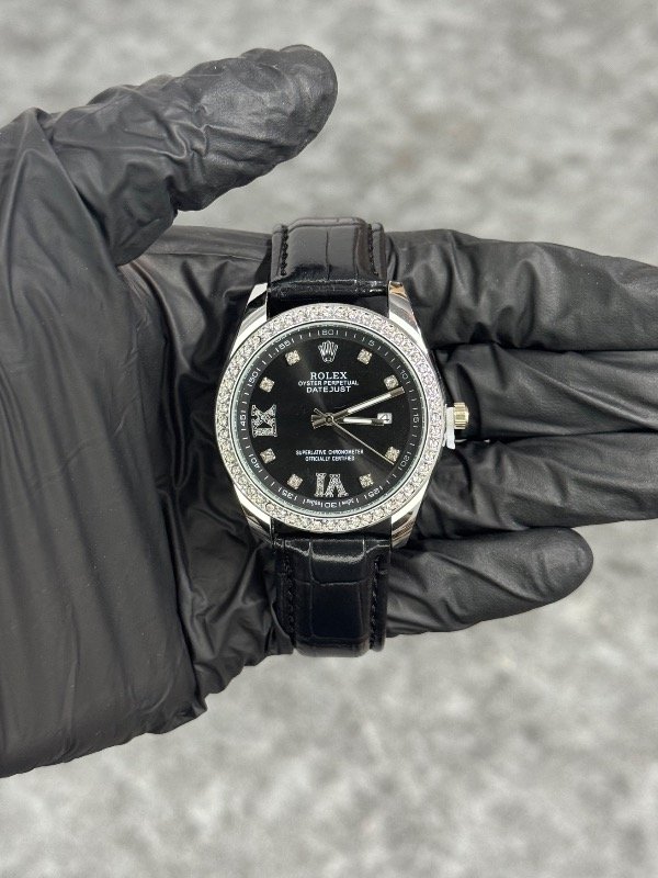 ROLEX DATEJUST CUERO PLATA NEGRO (calidad A+)