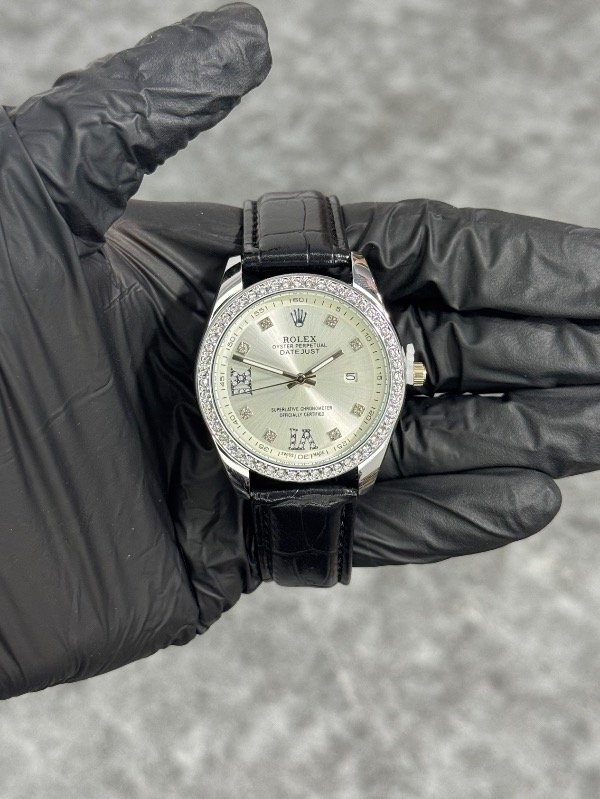 ROLEX DATEJUST CUERO PLATA BLANCO (calidad A+)