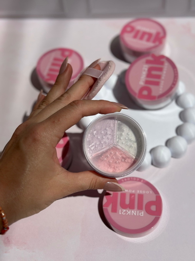 Polvo volatil tricolor con esponja - Pink 21