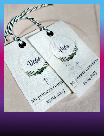 Tag lienzo con ojalillo metálico 4x10cm