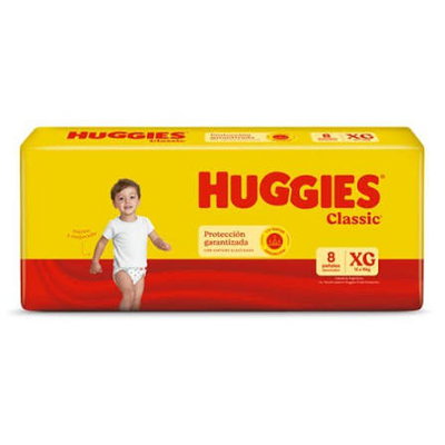 pañales huggies clasico 8u XG, G ,M