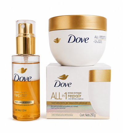 Combo Dove bond intense repair Serum bifasico + baño de crema 1 minuto