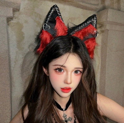 Vincha Orejitas Baddie Rojo