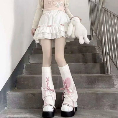 Polainas Ribbon Heart White