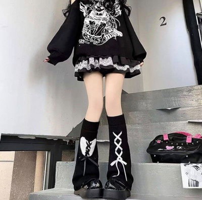 Polainas Ribbon Heart Black