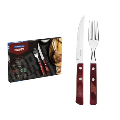 Set de Cubiertos para Asado Tramontina Polywood 5" x12 Piezas