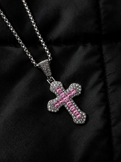 Collar Cruz Rosa Strass