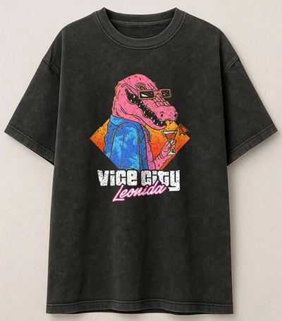 Remera Oversize Stone Wash Negra - Macca The Gator
