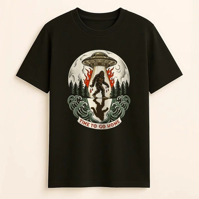 Remera Clásica "Time To Go Home" (Bigfoot & UFO)